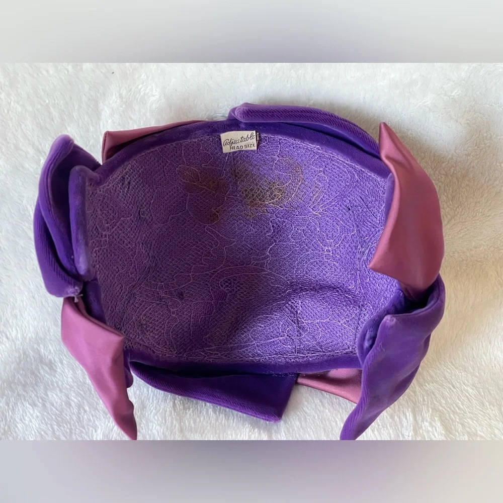 Vintage pink purple fascinator adjustable headband 1950’s rockabilly - Picture 8 of 9